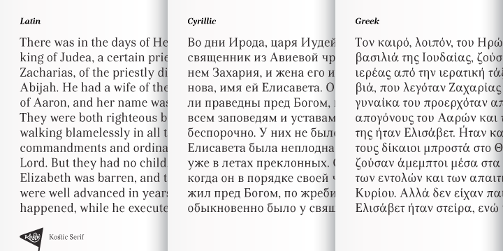 Ejemplo de fuente Kostic Serif Regular